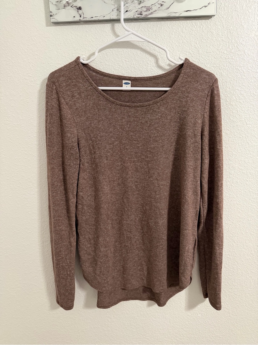 Old Navy Women's Brown Scoop Neck Long Sleeve Top
